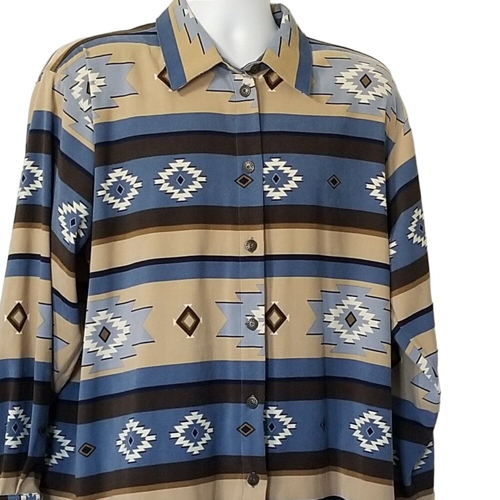 Vintage Capacity Womens Large‎ Button Front Shirt Long Sleeve Aztec Southwestern